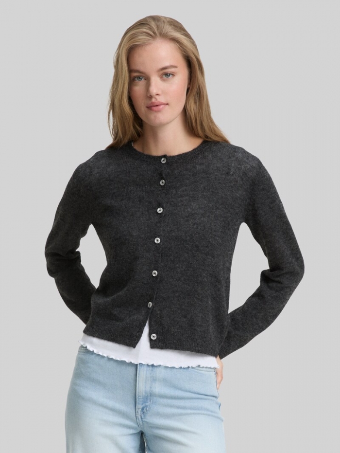 Tom Tailor Cardigan mit Rundhalsausschnitt - Shale Grey Melange Tom Tailor Cardigan mit Rundhalsausschnitt - Shale Grey Melange