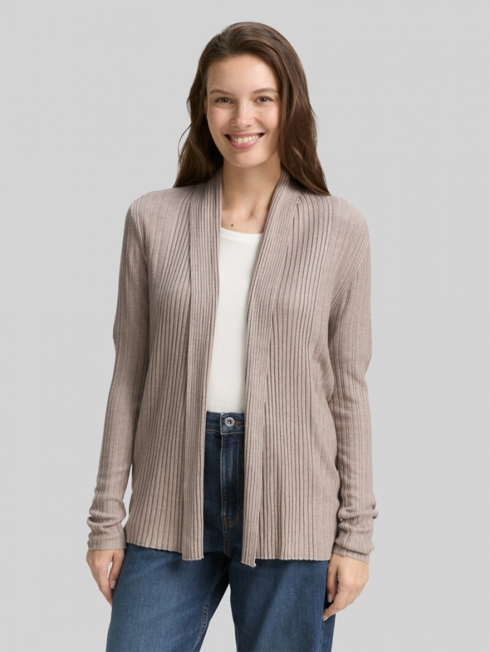 Tom Tailor Cardigan mit Schalkragen - Soft Taupe Melange Tom Tailor Cardigan mit Schalkragen - Soft Taupe Melange