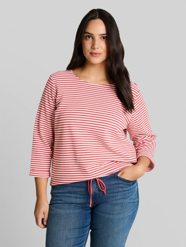 Tom Tailor Plus Size - Langarmshirt mit Knopf-Details - Pink Offwhite Regular Stripe Tom Tailor Plus Size - Langarmshirt mit Knopf-Details - Pink Offwhite Regular Stripe