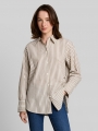Tom Tailor Oversize Hemdbluse mit Streifenmuster - Off White Brown Beige Stripe Tom Tailor Oversize Hemdbluse mit Streifenmuster - Off White Brown Beige Stripe