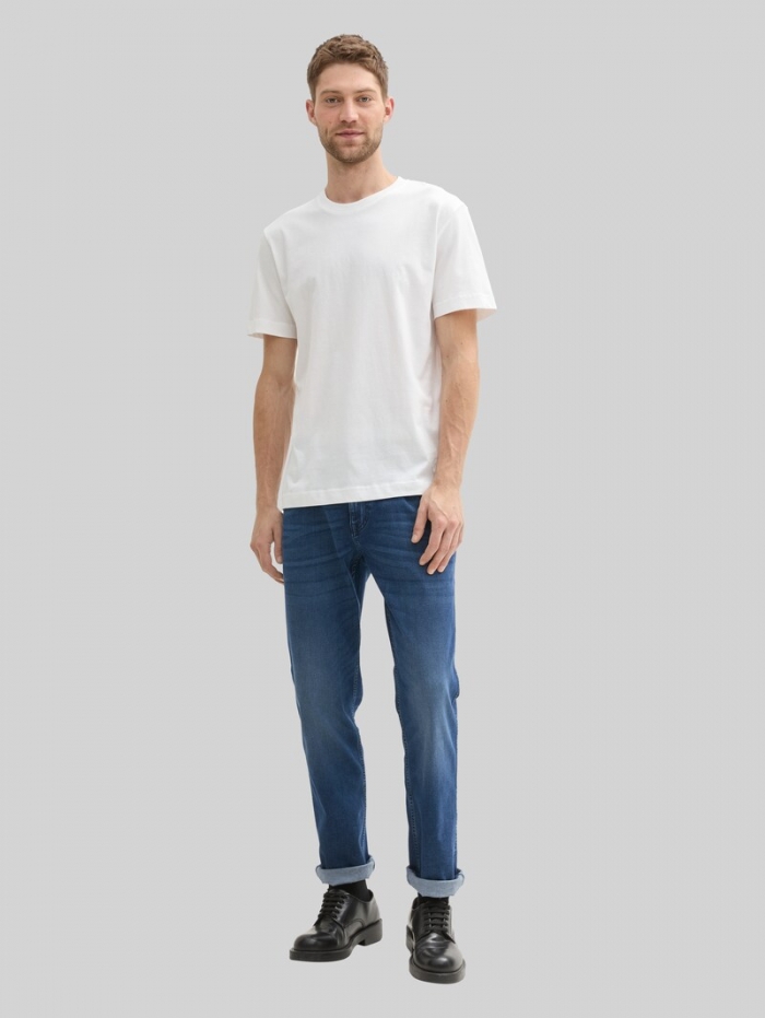 Tom Tailor TTMARVIN STRAIGHT Jeans - Used Dark Stone Blue Denim Tom Tailor TTMARVIN STRAIGHT Jeans - Used Dark Stone Blue Denim