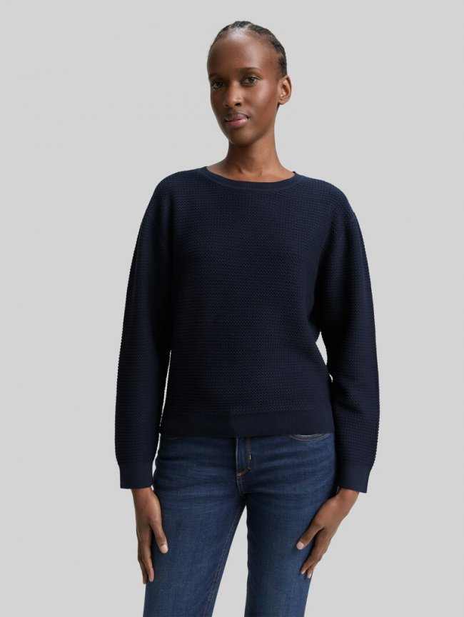 Tom Tailor Strickpullover mit Rundhalsausschnitt - Sky Captain Blue Tom Tailor Strickpullover mit Rundhalsausschnitt - Sky Captain Blue