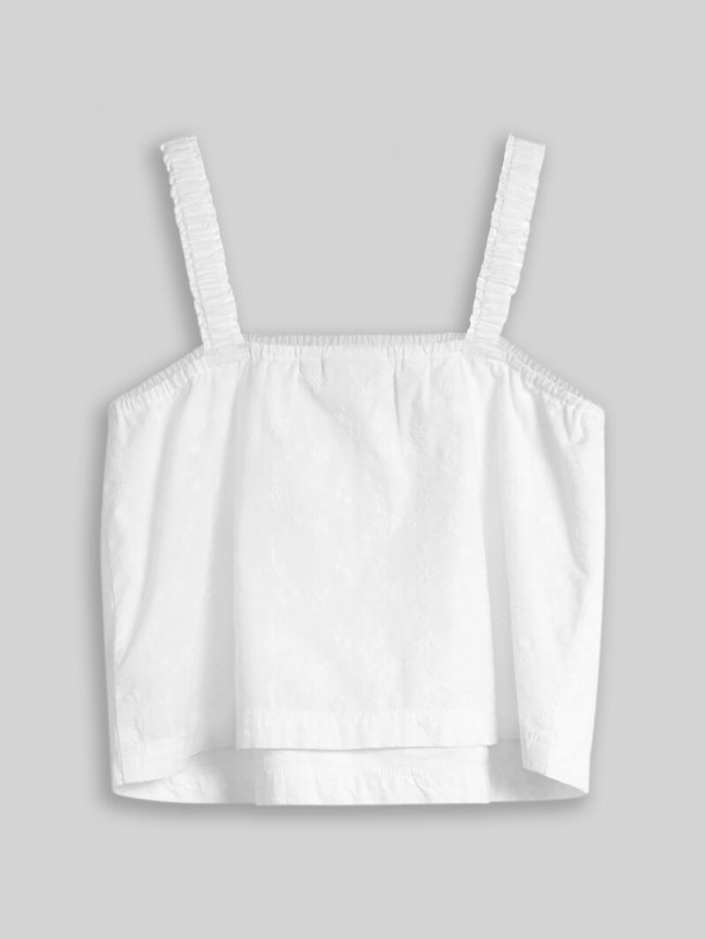 Tom Tailor Cropped Top mit Lochstickerei - White Tom Tailor Cropped Top mit Lochstickerei - White