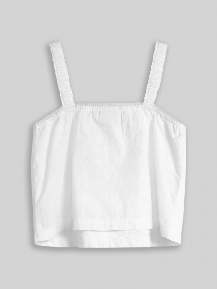 Tom Tailor Cropped Top mit Lochstickerei - White Tom Tailor Cropped Top mit Lochstickerei - White