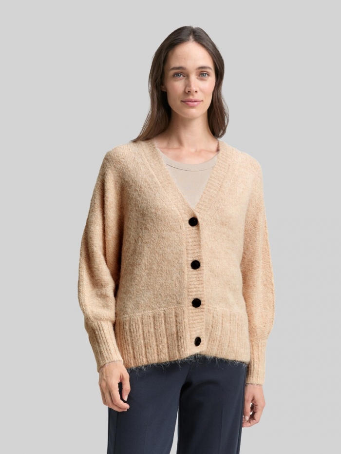 Tom Tailor Oversize Cardigan mit Wollanteil - Sand Stone Beige Melange Tom Tailor Oversize Cardigan mit Wollanteil - Sand Stone Beige Melange