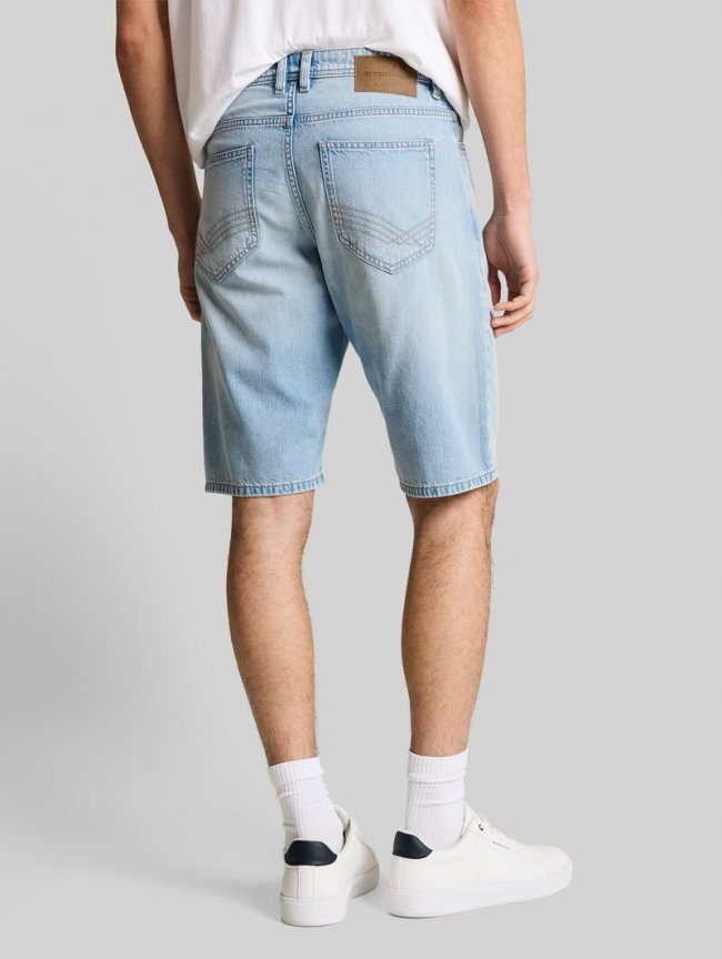 Tom Tailor TTMARVIN STRAIGHT Ultralight Jeans Shorts - Used Bleached Blue Denim Tom Tailor TTMARVIN STRAIGHT Ultralight Jeans Shorts - Used Bleached Blue Denim