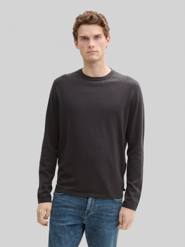 Tom Tailor Softtouch Strickpullover mit Seide - Tarmac Grey Tom Tailor Softtouch Strickpullover mit Seide - Tarmac Grey