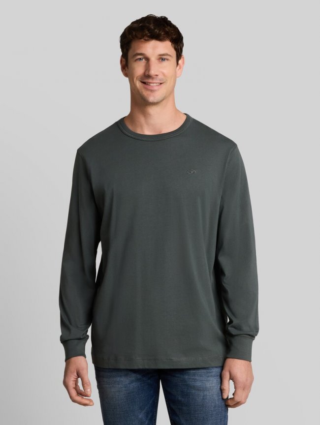 Tom Tailor Basic Langarmshirt aus Baumwolle - Darkest Olive