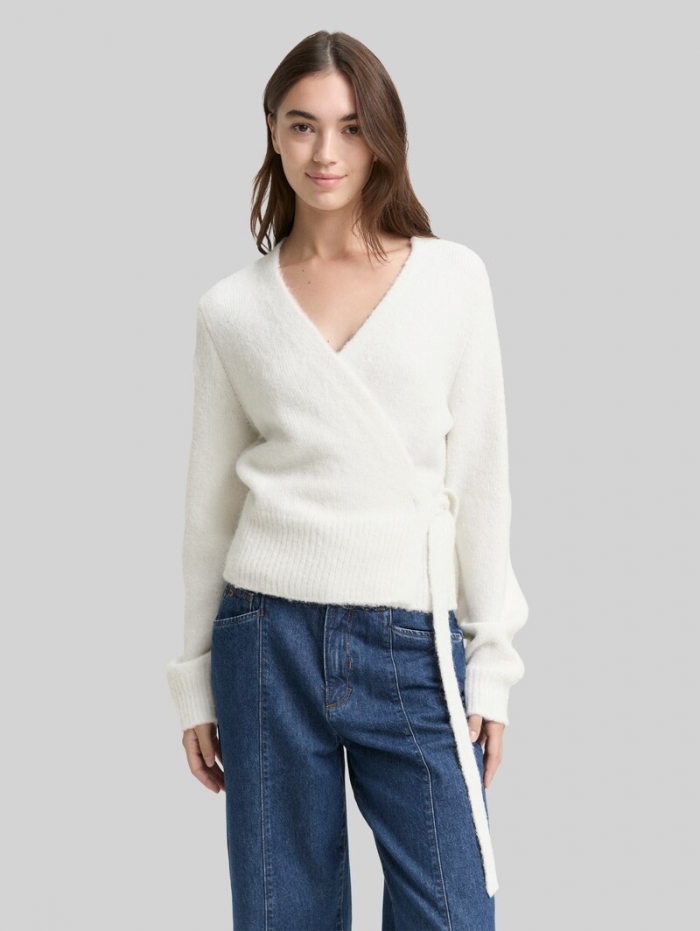 Tom Tailor Relaxed Fit Wrap Cardigan - Marble Beige Melange Tom Tailor Relaxed Fit Wrap Cardigan - Marble Beige Melange