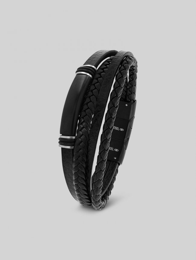 Tom Tailor Gravurarmaband aus Edelstahl schwarz - Black