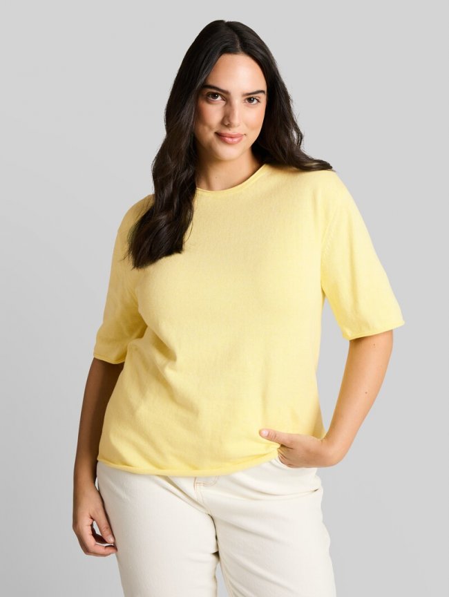 Tom Tailor Plus Size - Loose Fit Strickpullover mit Kaschmir-Anteil - Soft Lemon Melange