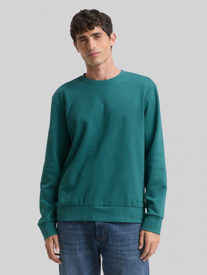 Tom Tailor Basic Sweatshirt in Unifarben - Jasper Green Tom Tailor Basic Sweatshirt in Unifarben - Jasper Green
