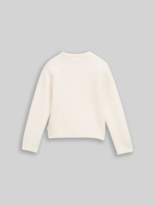 Tom Tailor Strickpullover mit Herz-Motiv - Gardenia White Tom Tailor Strickpullover mit Herz-Motiv - Gardenia White