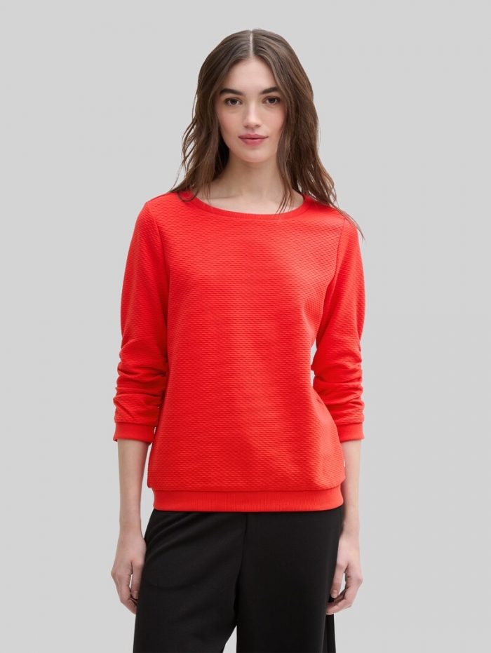 Tom Tailor Sweatshirt mit Raffungen - Scarlet Red Tom Tailor Sweatshirt mit Raffungen - Scarlet Red