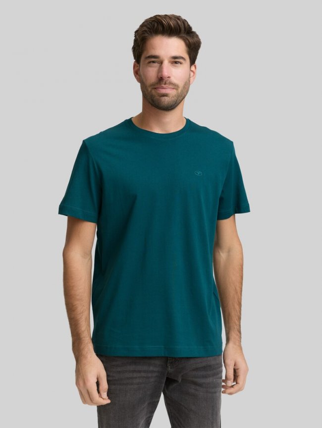Tom Tailor T-Shirt mit Logo-Stickerei - Deep Meadow Green Tom Tailor T-Shirt mit Logo-Stickerei - Deep Meadow Green