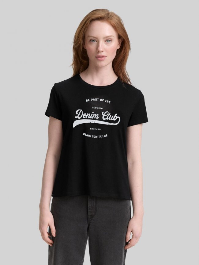 Tom Tailor T-Shirt mit Print - Deep Black Tom Tailor T-Shirt mit Print - Deep Black
