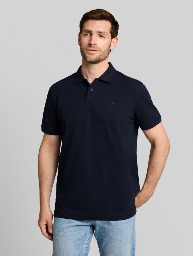 Tom Tailor Piqué Poloshirt mit Logo-Stickerei - Sky Captain Blue Tom Tailor Piqué Poloshirt mit Logo-Stickerei - Sky Captain Blue