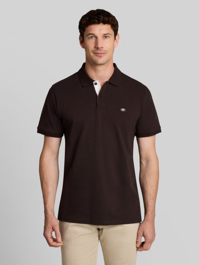 Tom Tailor Piqué Poloshirt aus Baumwolle - Dark Chocolate Brown Tom Tailor Piqué Poloshirt aus Baumwolle - Dark Chocolate Brown