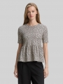 Tom Tailor Jacquard T-Shirt mit Peplum - Beige Black Dotted Print Tom Tailor Jacquard T-Shirt mit Peplum - Beige Black Dotted Print