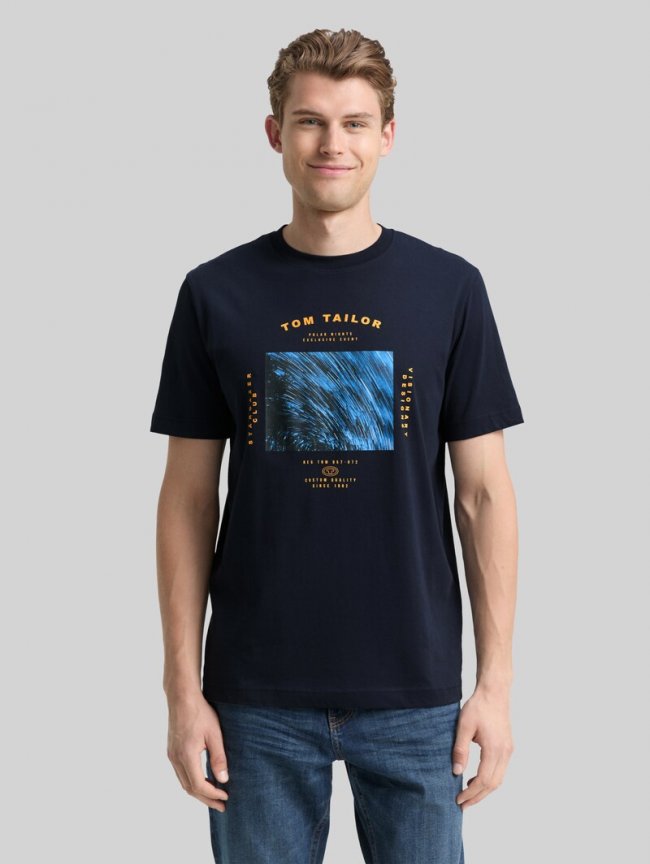 Tom Tailor T-Shirt mit Foto-Print - Sky Captain Blue Tom Tailor T-Shirt mit Foto-Print - Sky Captain Blue