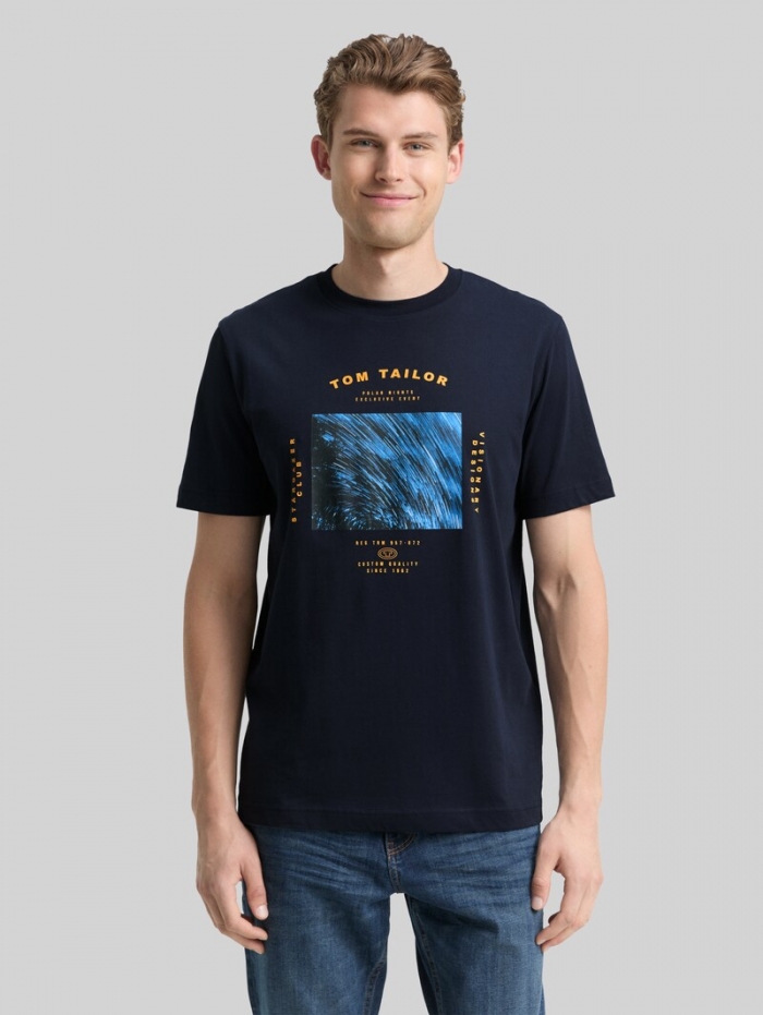 Tom Tailor T-Shirt mit Foto-Print - Sky Captain Blue Tom Tailor T-Shirt mit Foto-Print - Sky Captain Blue