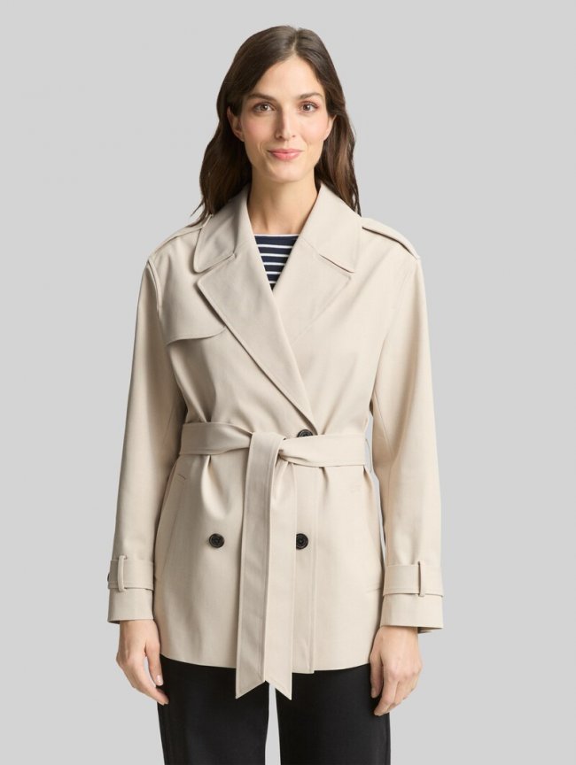 Tom Tailor Trenchcoat aus wasserabweisendem Material - Sand Stone Beige Tom Tailor Trenchcoat aus wasserabweisendem Material - Sand Stone Beige