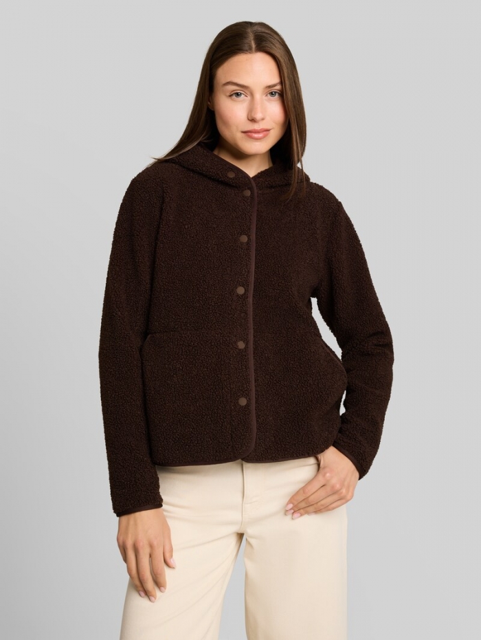 Tom Tailor Teddy Sweatjacke mit Kapuze - Java Dark Brown