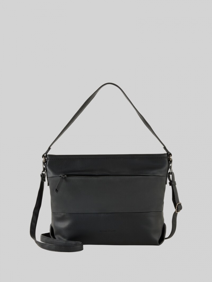 Tom Tailor TTNICOLINA M Schultertasche mit Material-Mix - Mixed Black Tom Tailor TTNICOLINA M Schultertasche mit Material-Mix - Mixed Black
