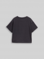 Tom Tailor Cropped T-Shirt mit Glitzer-Print - Coal Grey Tom Tailor Cropped T-Shirt mit Glitzer-Print - Coal Grey