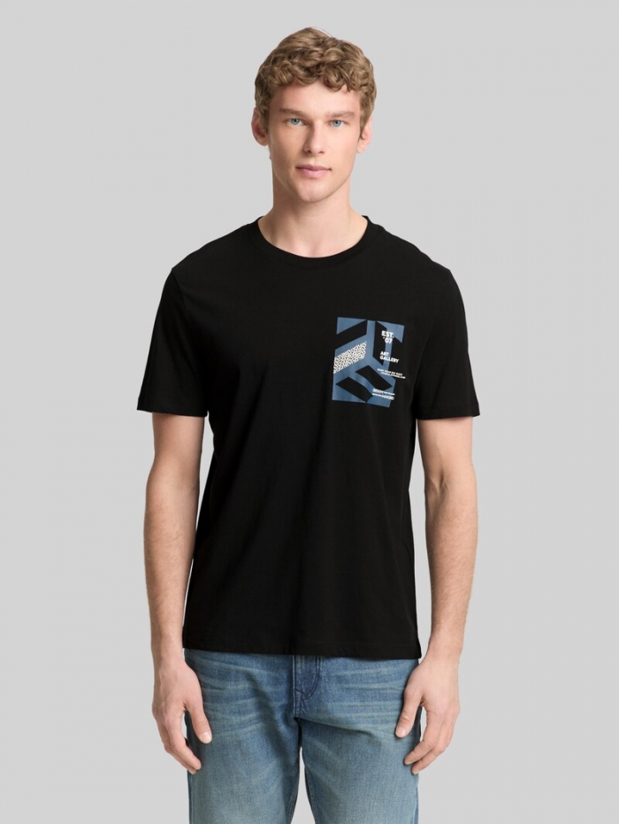 Tom Tailor T-Shirt mit Print - Black Tom Tailor T-Shirt mit Print - Black