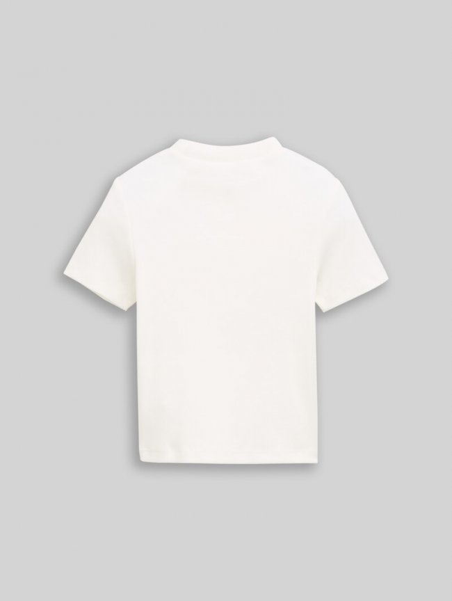 Tom Tailor Cropped T-Shirt mit Rippstruktur - Whisper White Tom Tailor Cropped T-Shirt mit Rippstruktur - Whisper White