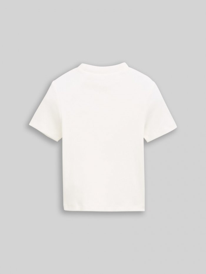 Tom Tailor Cropped T-Shirt mit Rippstruktur - Whisper White Tom Tailor Cropped T-Shirt mit Rippstruktur - Whisper White