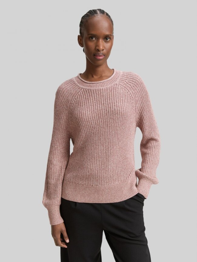 Tom Tailor Strickpullover mit leichten Ballonärmeln - Antique Rose Melange Tom Tailor Strickpullover mit leichten Ballonärmeln - Antique Rose Melange