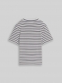 Tom Tailor Cropped T-Shirt mit Streifenmuster - Dark Blue White Thin Stripe