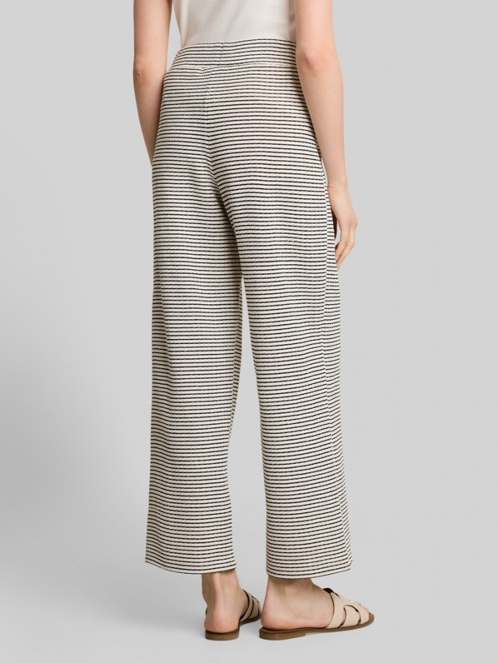 Tom Tailor Wide Leg Strickhose - White Black Knit Stripe