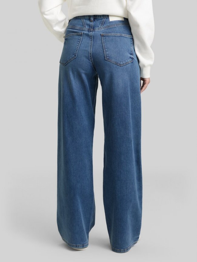 Tom Tailor TTMADINA WIDE Jeans - Mid Stone Wash Denim Tom Tailor TTMADINA WIDE Jeans - Mid Stone Wash Denim