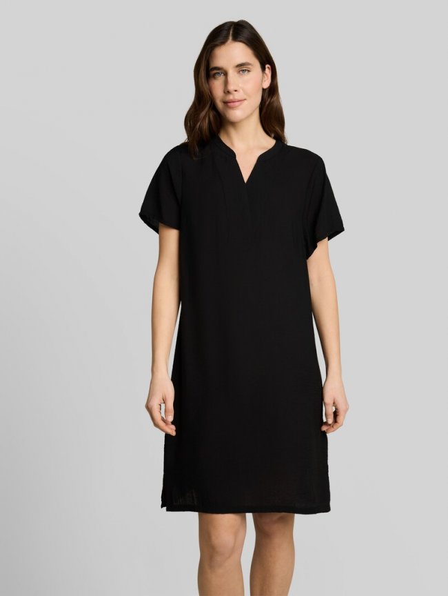 Tom Tailor Kleid mit V-Ausschnitt - Deep Black Tom Tailor Kleid mit V-Ausschnitt - Deep Black