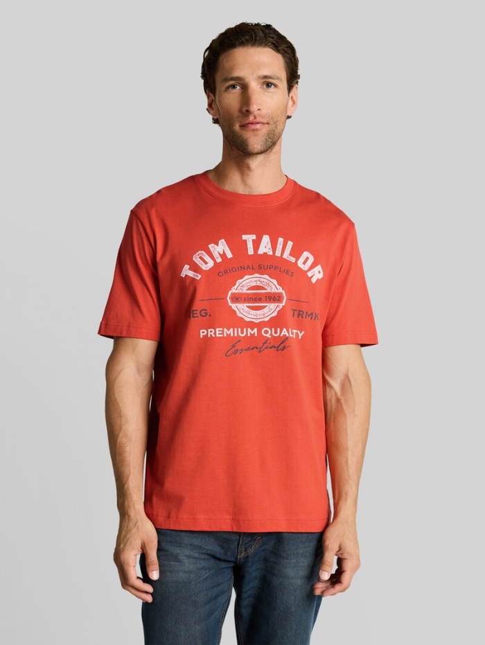 Tom Tailor T-Shirt mit Logo-Print - Chili Orange Tom Tailor T-Shirt mit Logo-Print - Chili Orange