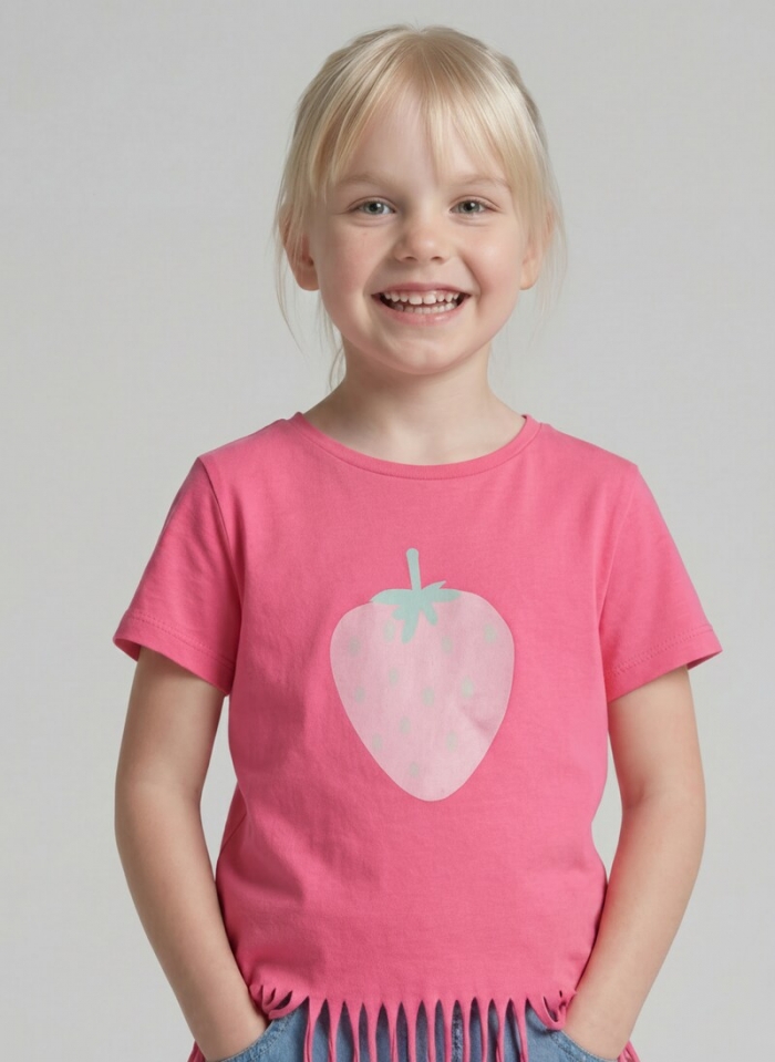 Tom Tailor T-Shirt mit Fransen - Flashy Pink