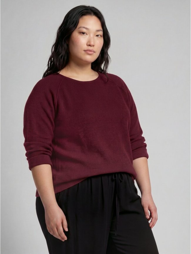 Tom Tailor Plus Size - Cosy Sweatshirt mit Melange-Optik - Dark Preppy Plum Melange Tom Tailor Plus Size - Cosy Sweatshirt mit Melange-Optik - Dark Preppy Plum Melange