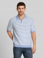 Tom Tailor Strick-Poloshirt mit Streifenmuster - Light Blue White Stripe Tom Tailor Strick-Poloshirt mit Streifenmuster - Light Blue White Stripe