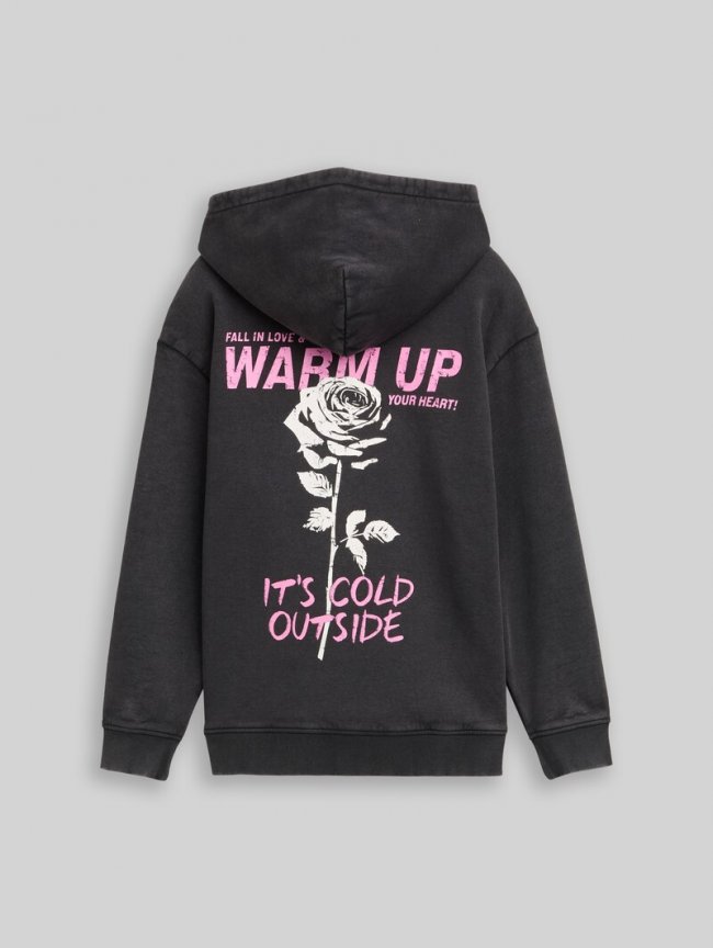 Tom Tailor Oversize Hoodie Sweatshirt mit Rückenprint - Heavy Black Tom Tailor Oversize Hoodie Sweatshirt mit Rückenprint - Heavy Black