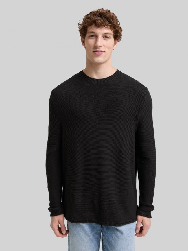 Tom Tailor Relaxed Fit Strickpullover - Night Watch Black Tom Tailor Relaxed Fit Strickpullover - Night Watch Black