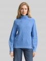 Tom Tailor Loose Fit Strickpullover mit Stehkragen - Light Blue Knit Structure Tom Tailor Loose Fit Strickpullover mit Stehkragen - Light Blue Knit Structure
