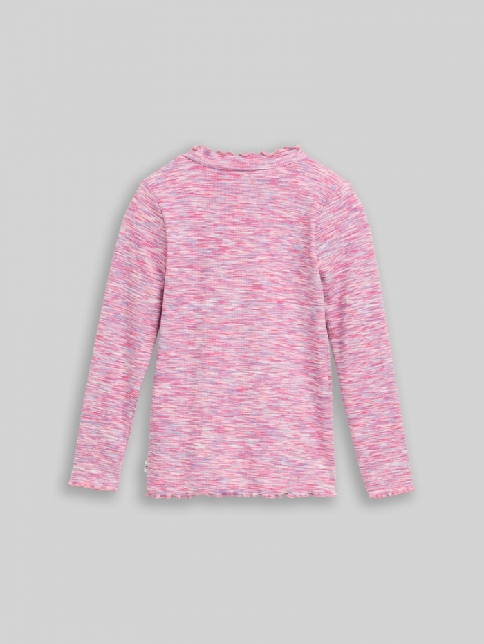 Tom Tailor Langarmshirt in Melange-Optik - Pink Space Dye Texture Tom Tailor Langarmshirt in Melange-Optik - Pink Space Dye Texture