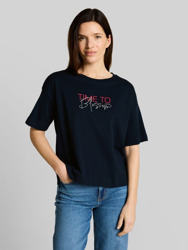 Tom Tailor T-Shirt mit Schriftzug - Sky Captain Blue Tom Tailor T-Shirt mit Schriftzug - Sky Captain Blue