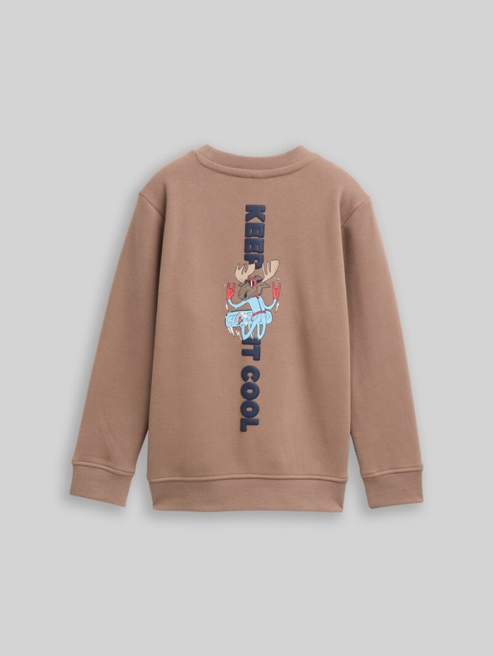 Tom Tailor Basic Sweatshirt mit Rückenprint - Taupe Grey Tom Tailor Basic Sweatshirt mit Rückenprint - Taupe Grey