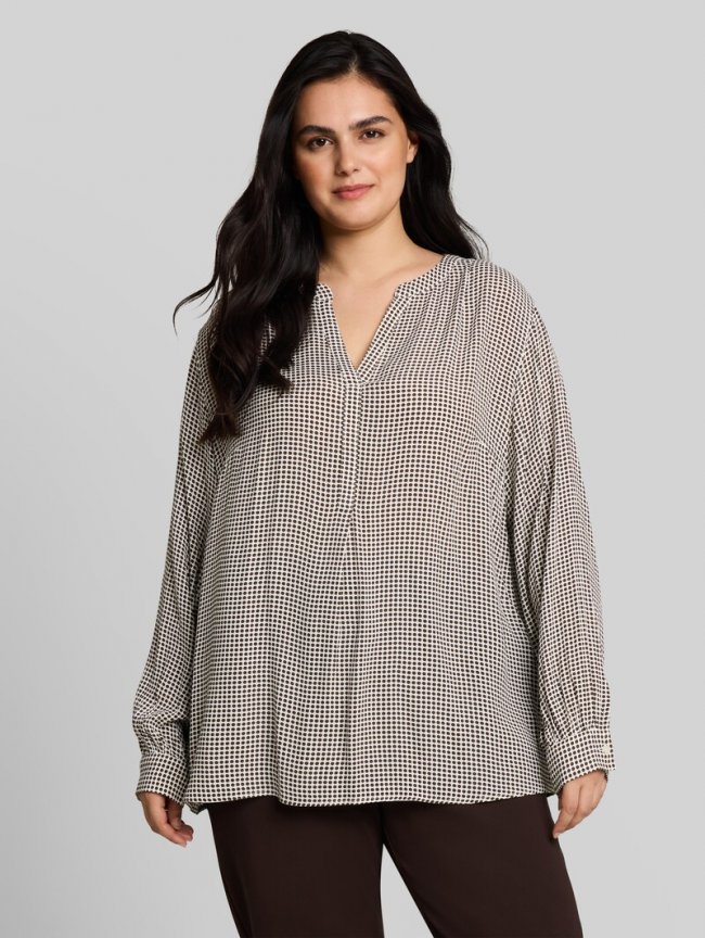 Tom Tailor Plus Size - Bluse aus Viskose - Small Brown Dot Print Tom Tailor Plus Size - Bluse aus Viskose - Small Brown Dot Print