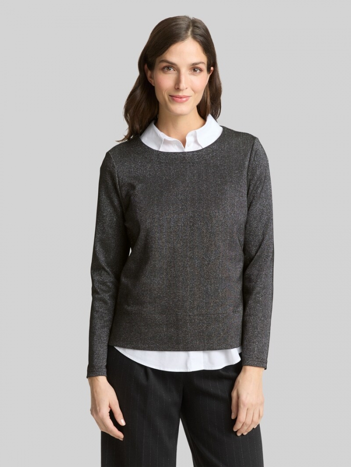 Tom Tailor Langarmshirt mit Glitzer-Effekt - Glitter Fabric Tom Tailor Langarmshirt mit Glitzer-Effekt - Glitter Fabric