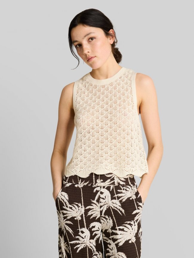 Tom Tailor Stricktop mit Lochmuster - Dove White Tom Tailor Stricktop mit Lochmuster - Dove White